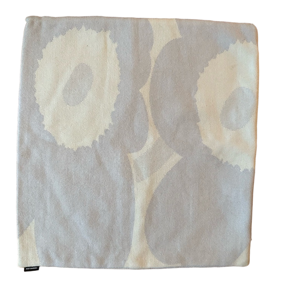 Rare Marimekko Unikko neutral wool cotton jacquard cushion cover